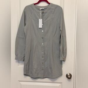 Sage Women's Soft Gray Button-Up Dress
